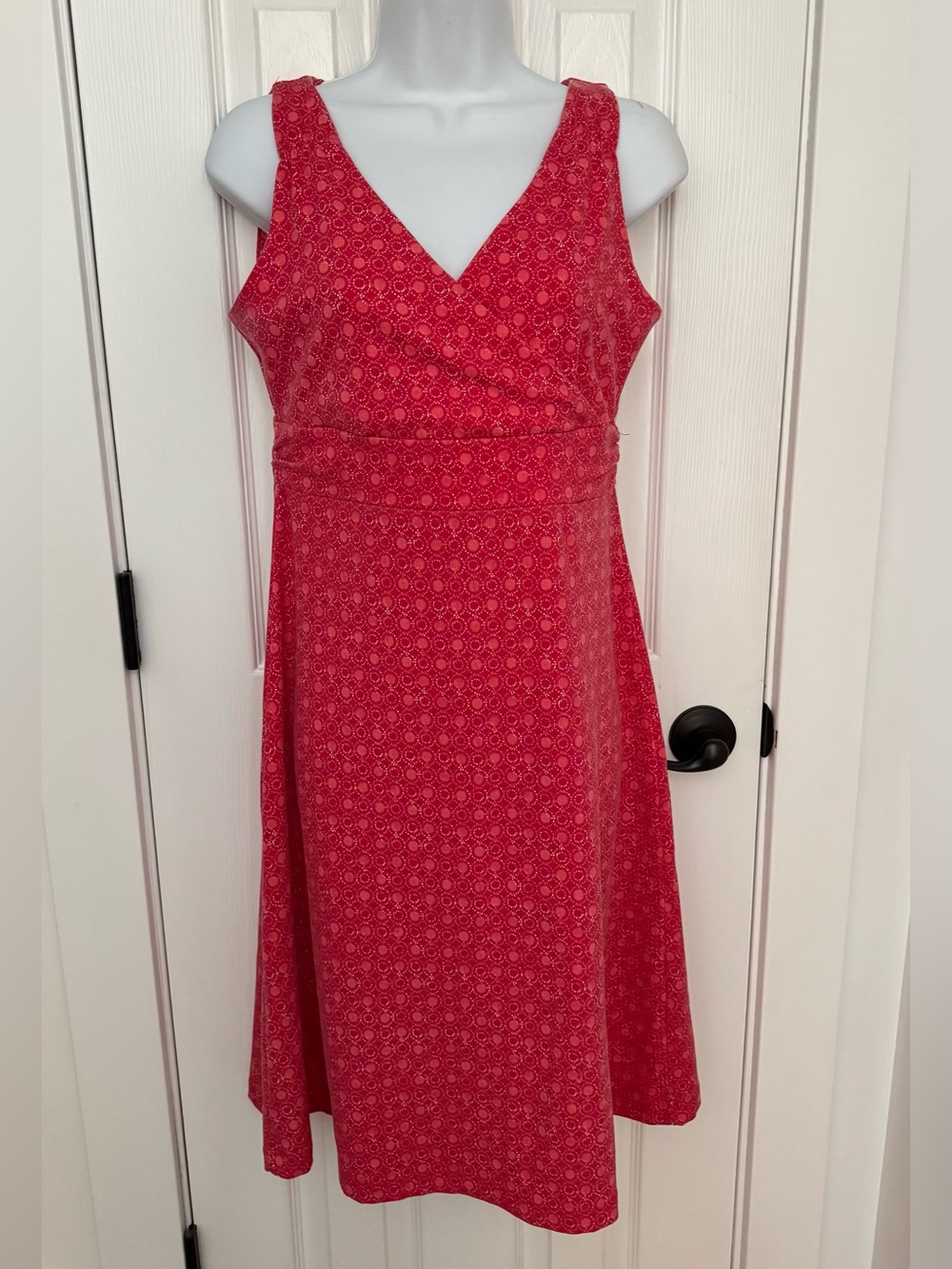 Eddie Bauer Red Sleeveless V‑Neck A‑Line Dress